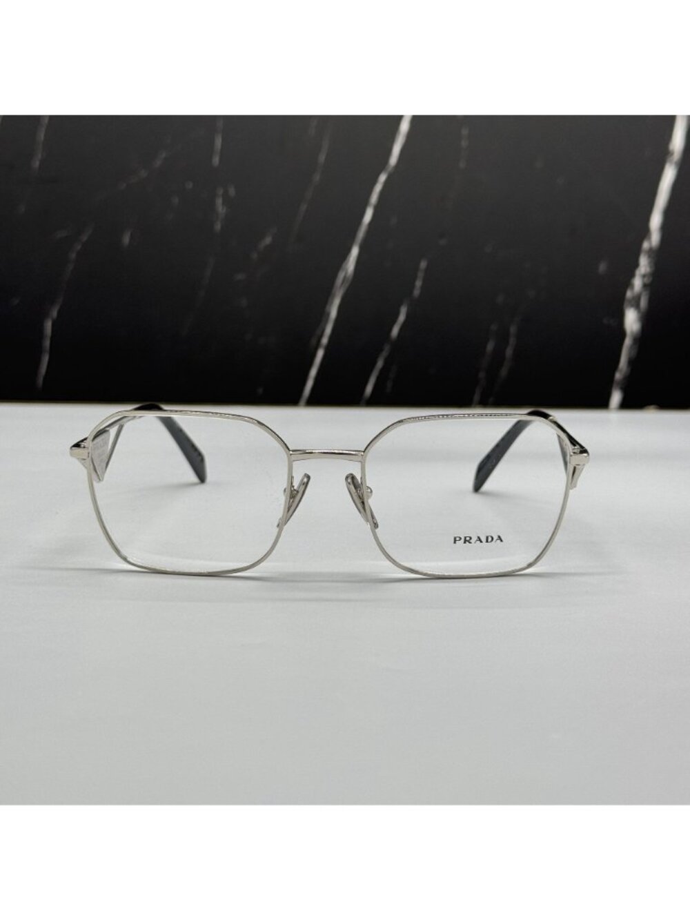 Prada PRA51V 1BC1O1 Women Silver Square Eyeglasses Authentic NEW - Picture 4 of 11